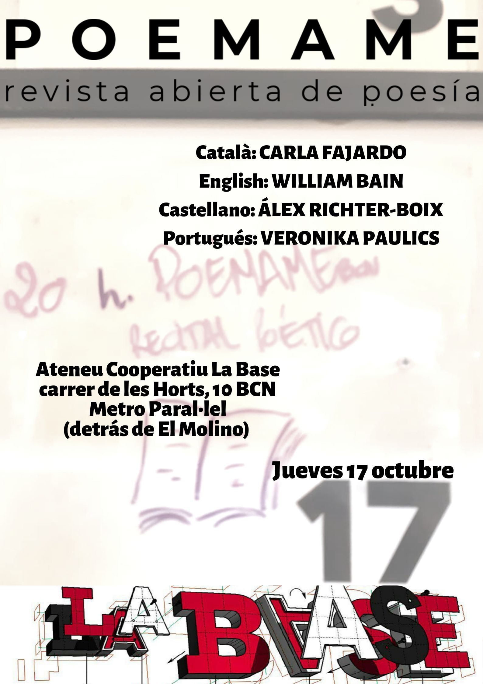 #PoémameBcn, festival poético: octubre 2019